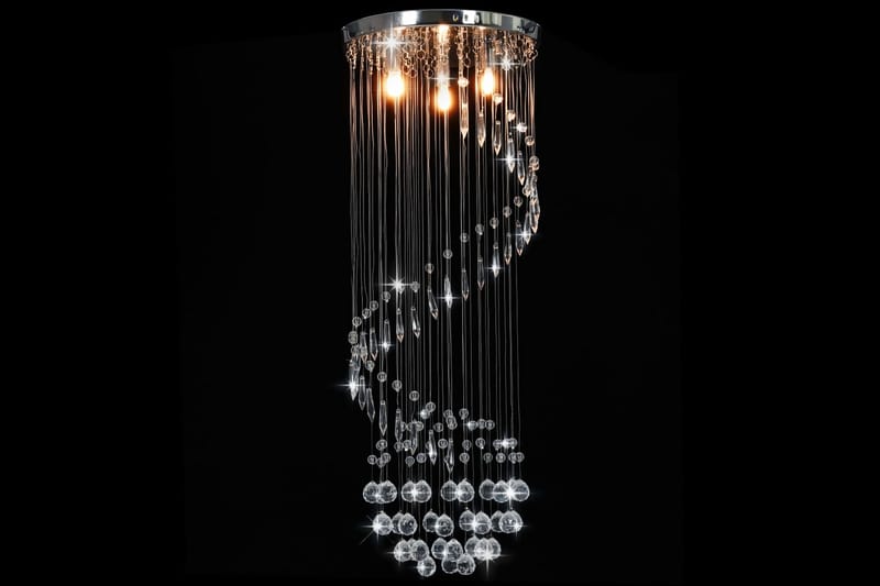 Taklampa med kristallpärlor silver spiral G9 - Silver - Sovrumslampa - Kristallkrona & takkrona