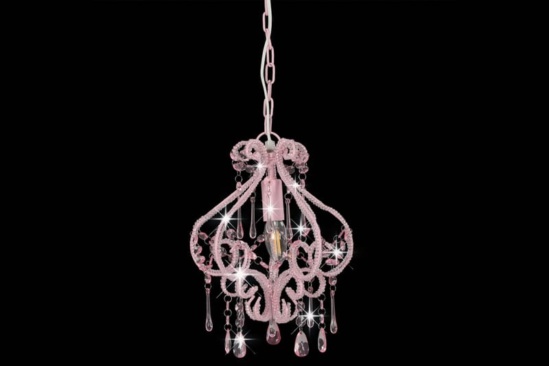 Taklampa med pärlor silver rund E14 - Rosa - Belysning - Inomhusbelysning & lampor - Taklampor & takbelysning - Kristallkrona & takkrona