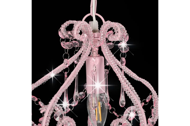 Taklampa med pärlor silver rund E14 - Rosa - Belysning - Inomhusbelysning & lampor - Taklampor & takbelysning - Kristallkrona & takkrona