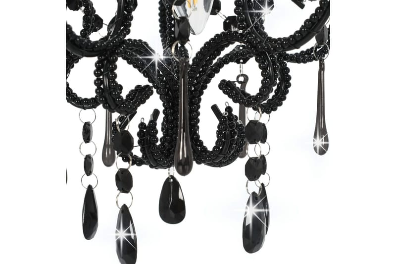 Taklampa med pärlor svart rund E14 - Svart - Sovrumslampa - Kristallkrona & takkrona