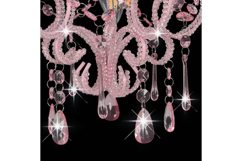 Taklampa med pärlor silver rund E14 - Rosa - Belysning - Inomhusbelysning & lampor - Taklampor & takbelysning - Kristallkrona & takkrona