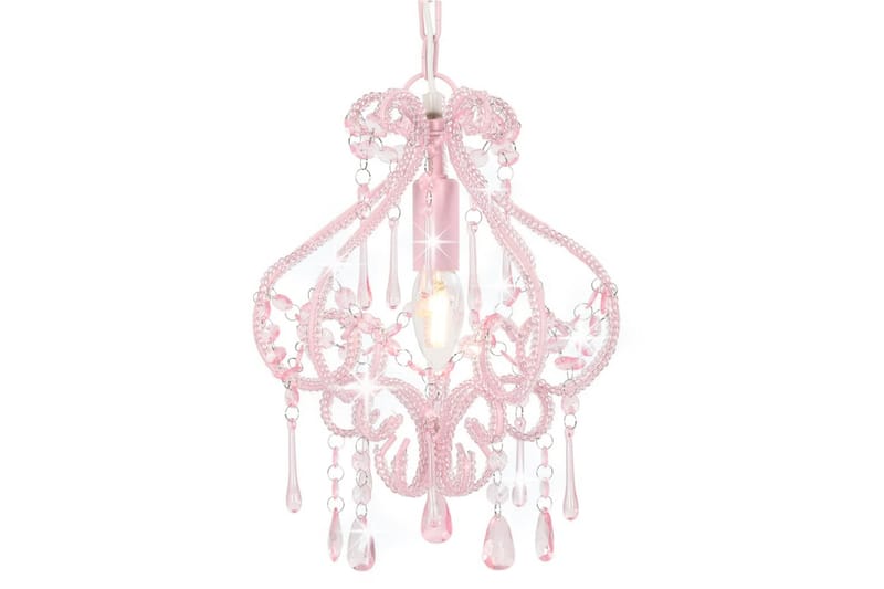 Taklampa med pärlor silver rund E14 - Rosa - Belysning - Inomhusbelysning & lampor - Taklampor & takbelysning - Kristallkrona & takkrona