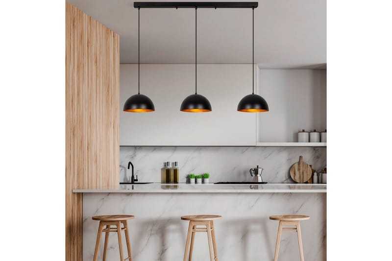 Ljuskrona Brena Svart Tre Uttag - 140 x 30 x 111 cm - Belysning - Inomhusbelysning & lampor - Taklampor & takbelysning - Kökslampa & pendellampa