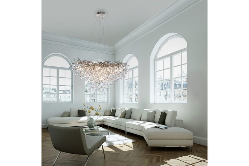Ljuskrona Istapp - 50x250x100 cm, Stål - Belysning - Inomhusbelysning & lampor - Taklampor & takbelysning - Kristallkrona & takkrona