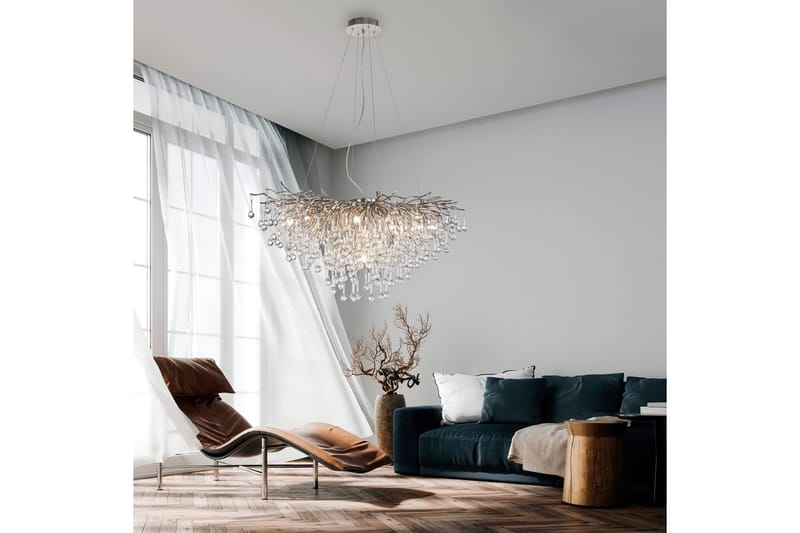 Ljuskrona Istapp - 50x250x100 cm, Stål - Belysning - Inomhusbelysning & lampor - Taklampor & takbelysning - Kristallkrona & takkrona