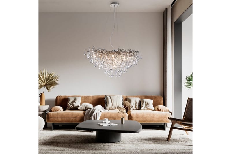 Ljuskrona Istapp - 50x250x100 cm, Stål - Belysning - Inomhusbelysning & lampor - Taklampor & takbelysning - Kristallkrona & takkrona
