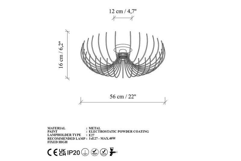 Ljuskrona Sadorte Rany - 56 x 56 x 16 cm - Belysning - Inomhusbelysning & lampor - Taklampor & takbelysning - Plafond