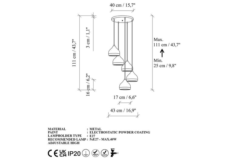 Ljuskrona Soodni Fem Sufia Vit - Vit - Belysning - Inomhusbelysning & lampor - Taklampor & takbelysning - Kökslampa & pendellampa