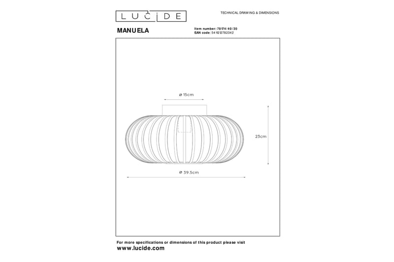 MANUELA Plafond Rund Svart - Lucide - Plafond - Sovrumslampa
