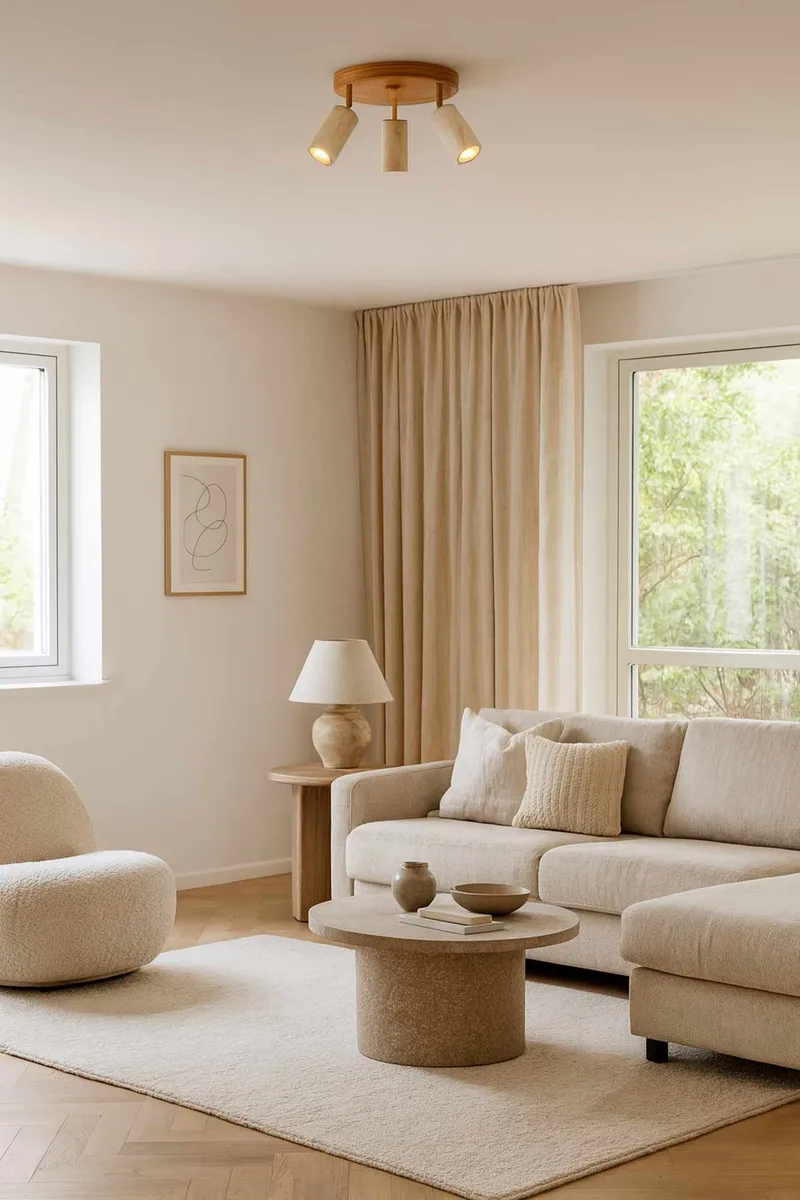 Nurtane Taklampa - Beige Och Ek - Belysning - Inomhusbelysning & lampor - Taklampor & takbelysning - Kristallkrona & takkrona