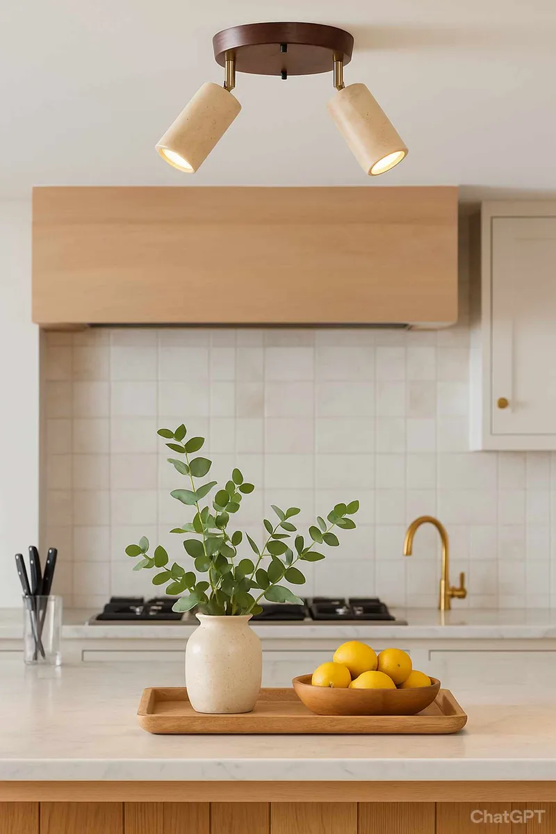 Nurtane Taklampa - Beige Och Valnöt - Belysning - Inomhusbelysning & lampor - Taklampor & takbelysning - Kristallkrona & takkrona