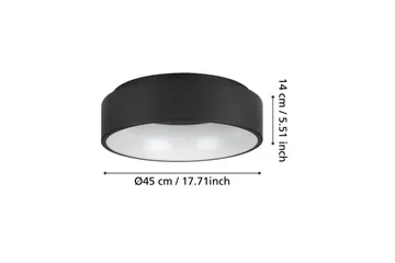 Plafond Eglo Marghera 45 cm, Svart - 45 cm, Svart - Belysning - Inomhusbelysning & lampor - Taklampor & takbelysning - Plafond