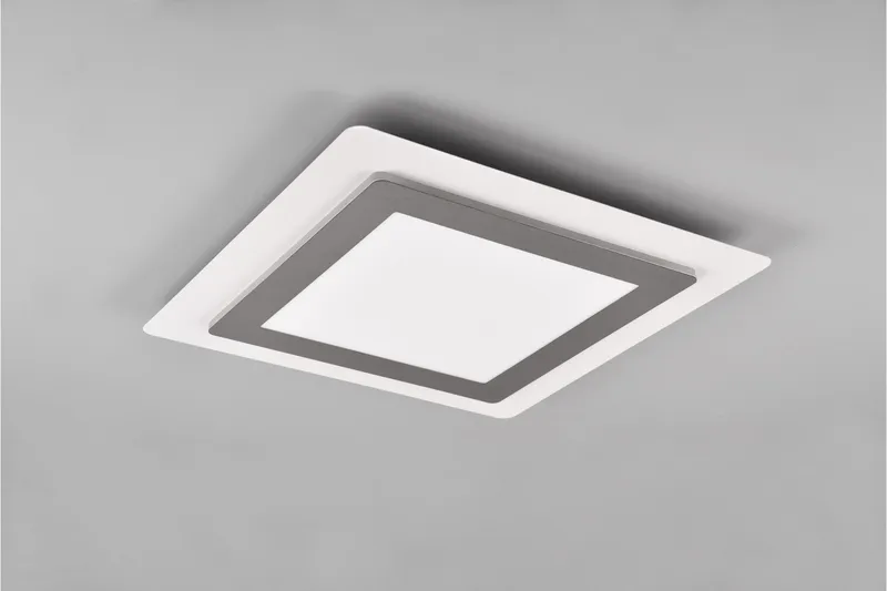 Morgan LED Plafond 45x45 cm vit/ borstad stål, Borstad stål