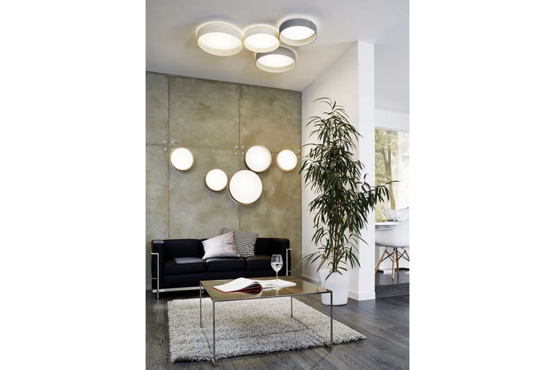 PALOMARO Plafond LED 50 cm Taupe/Vit - Eglo - Sovrumslampa - Plafond