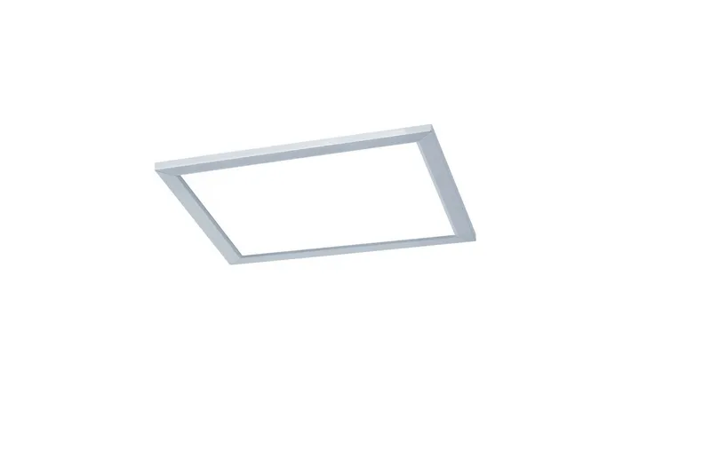 Phoenix LED Plafond 30x30cm borstad stål, Borstad stål/Vit
