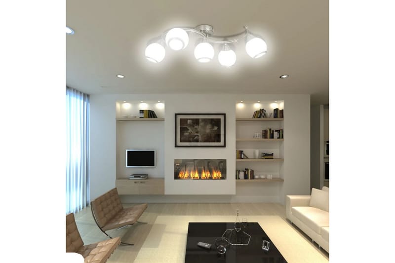 Taklampa med glasskärmar med böjd skena - Vit - Sovrumslampa - Plafond