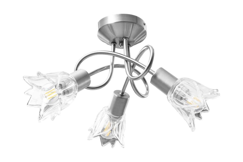 Taklampa med transparenta glasskärmar för 3 E14-lampor tulpa - Transparent - Sovrumslampa - Plafond