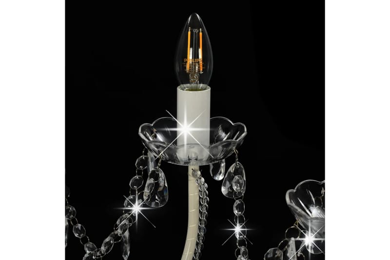Takkrona med pärlor vit 12xE14-glödlampor - Vit - Sovrumslampa - Kristallkrona & takkrona