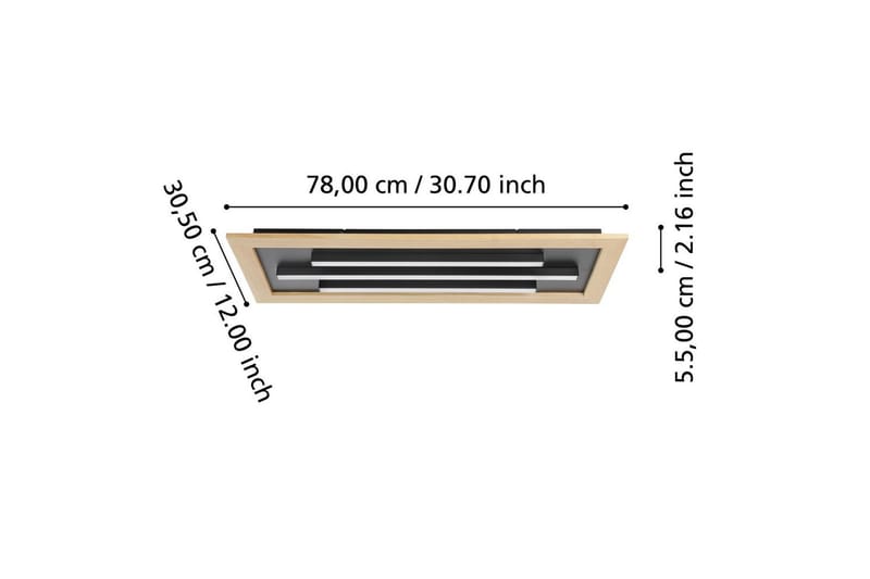 Taklampa Eglo Tirrenara 780x305 mm - Svart/Brun - Belysning - Inomhusbelysning & lampor - Taklampor & takbelysning - Plafond