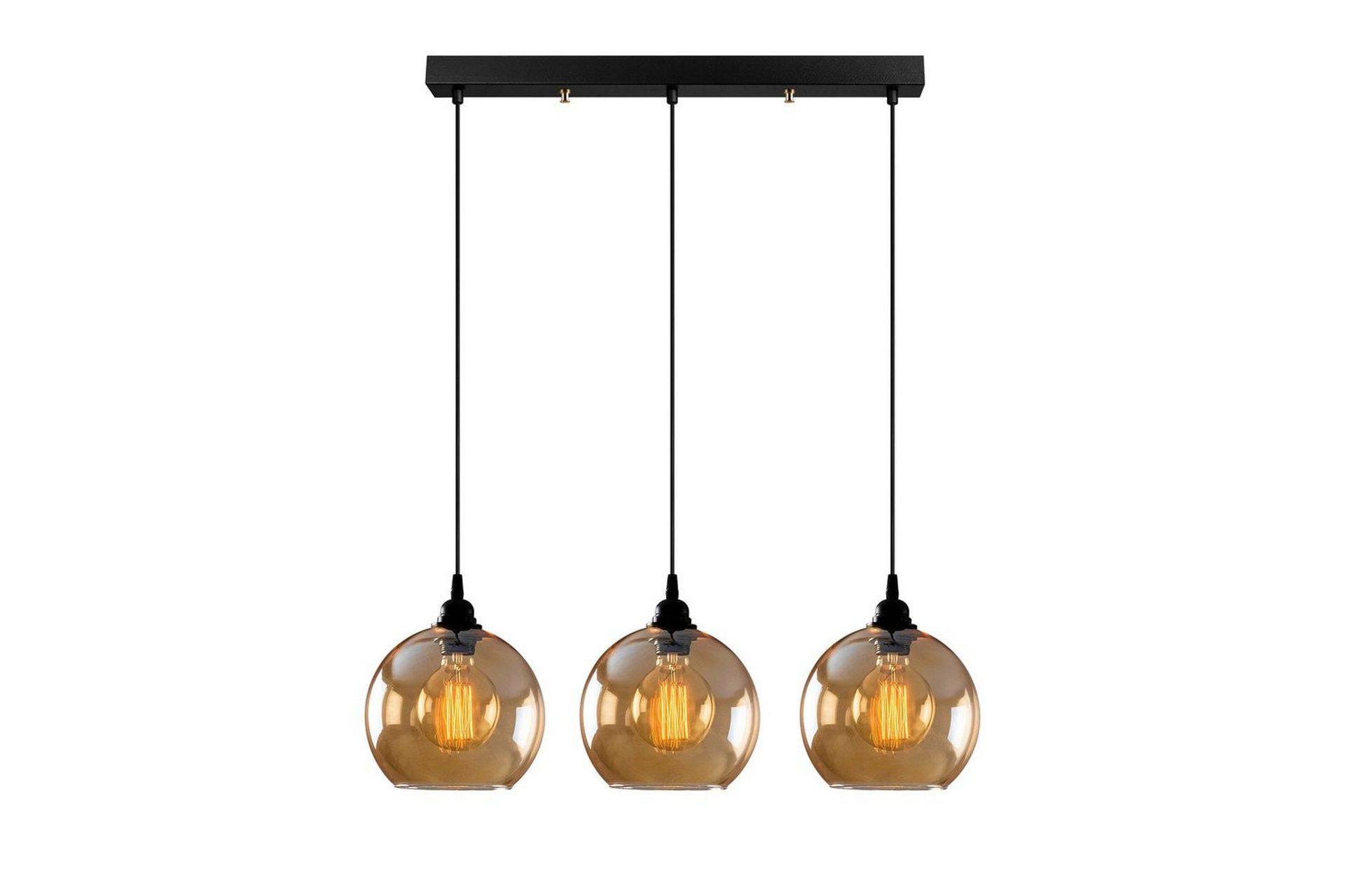 Taklampa Elanorstead Tre Rany / Svart Horisontell - Guld/Svart