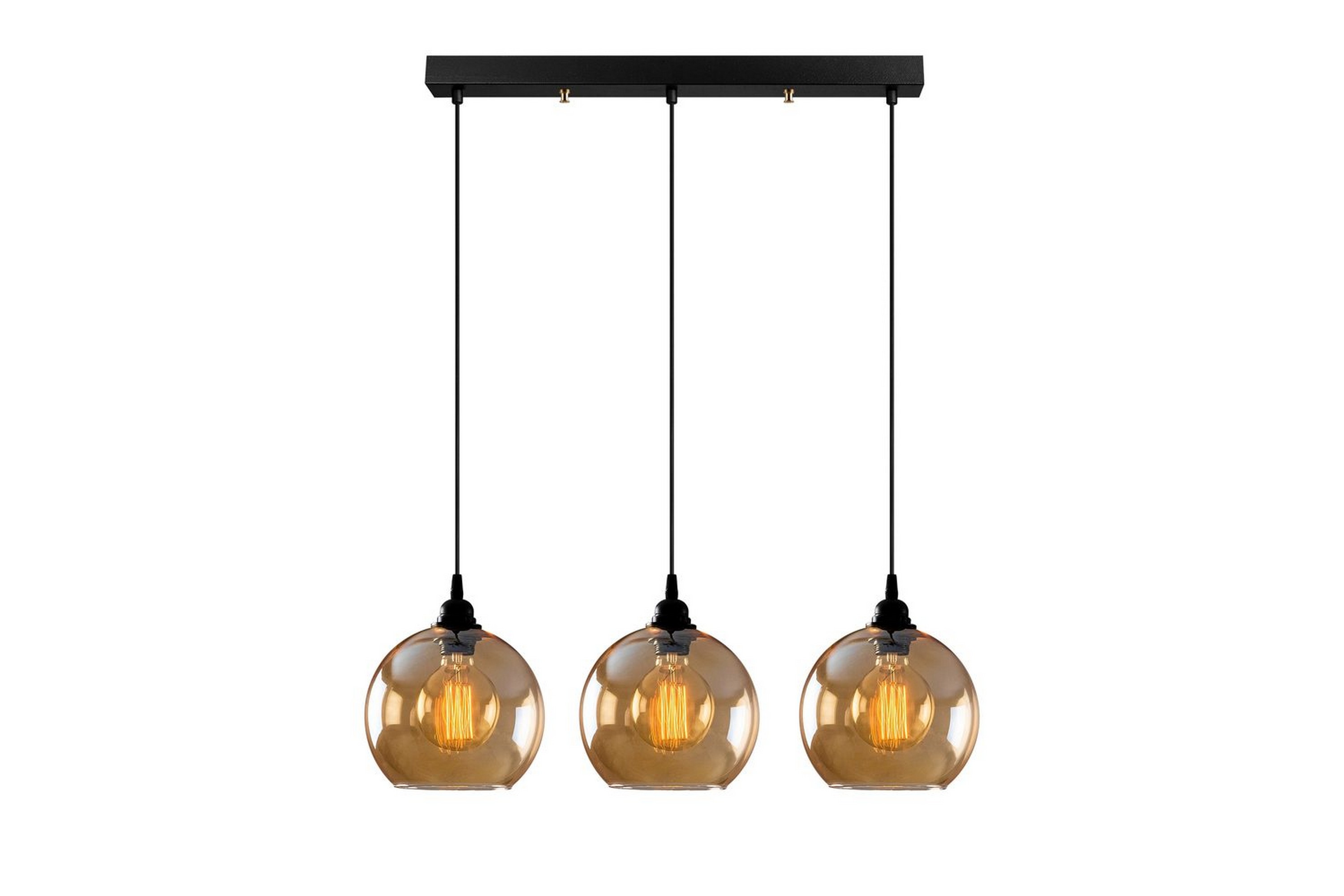 Taklampa Elanorstead Tre Rany / Svart Horisontell - Guld/Svart