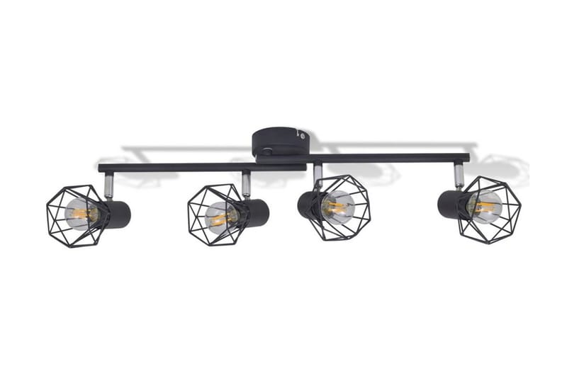Taklampa industri-design spotlights med 4 LED-glödlampor sva - Svart - Kökslampa & pendellampa - Sovrumslampa - Fönsterlampa hängande