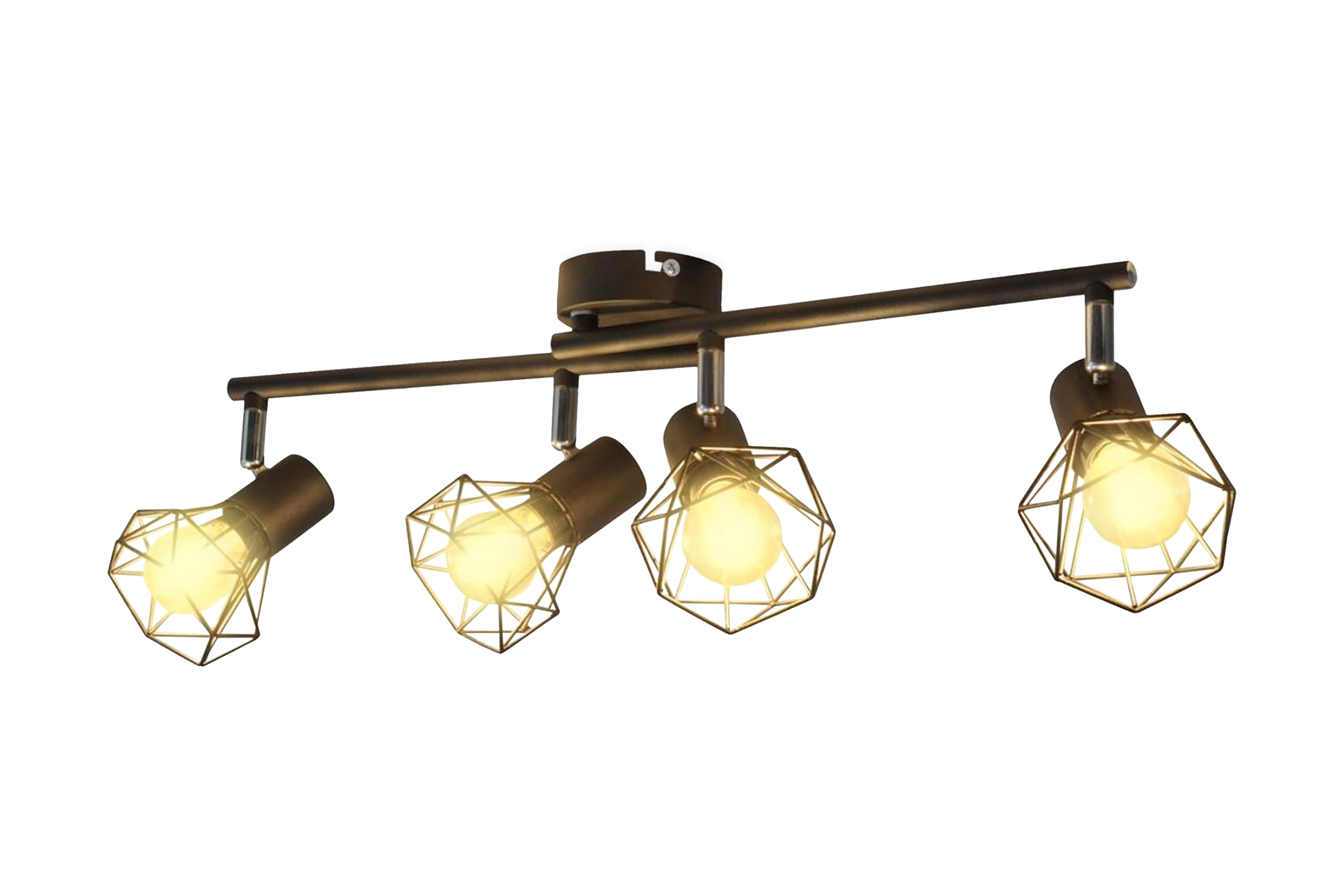 Taklampa industri-design spotlights med 4 LED-glödlampor sva – Svart