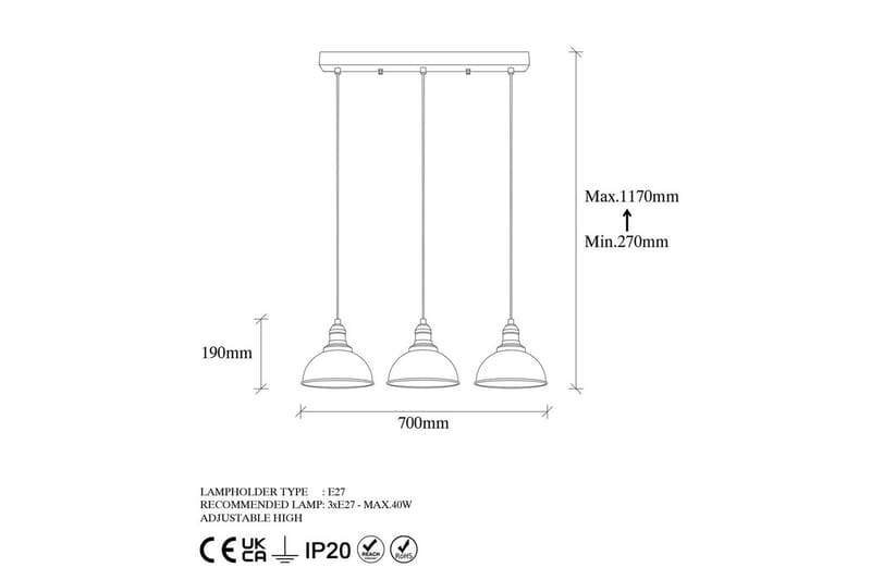 Taklampa Masatsune Tre Svart / Antik - Svart / Antik - Belysning - Inomhusbelysning & lampor - Taklampor & takbelysning - Kökslampa & pendellampa