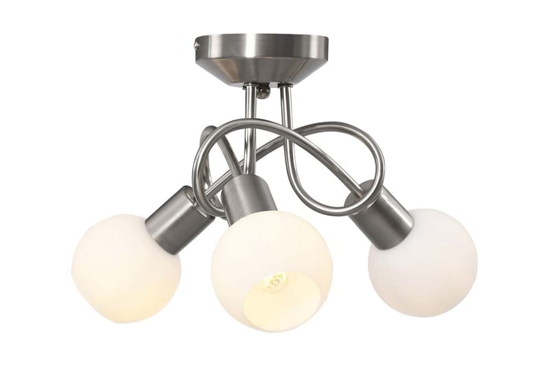 Taklampa med keramikskärmar för 3 E14-lampor vit klot - Vit - Fönsterlampa hängande - Kökslampa & pendellampa - Sovrumslampa