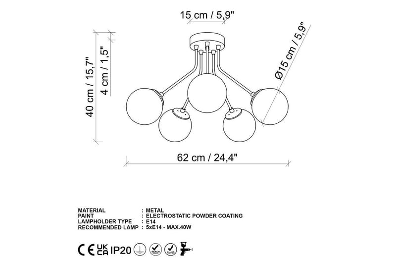 Taklampa Orion Gold - Guld - Belysning - Inomhusbelysning & lampor - Taklampor & takbelysning - Plafond
