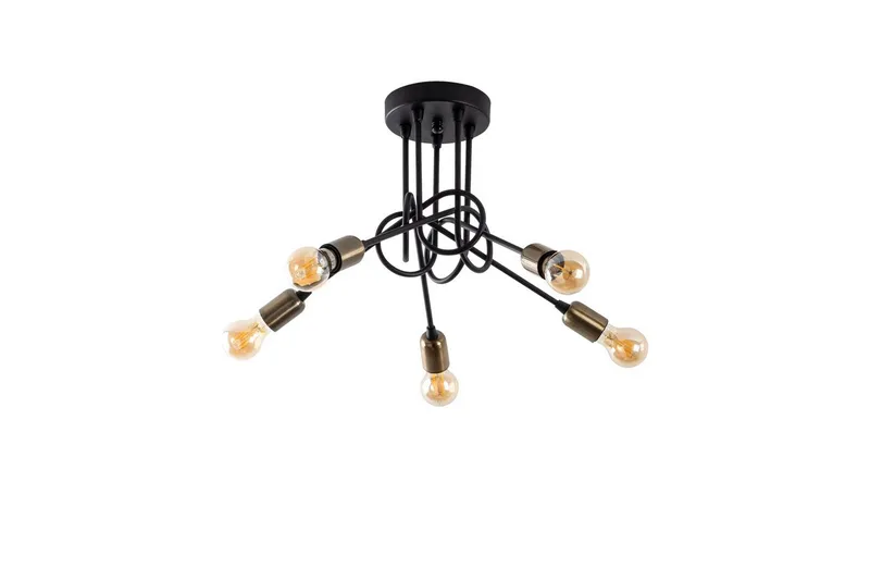 Taklampa Ranju Svart / Antik Fem Soklar, Fem Soklar