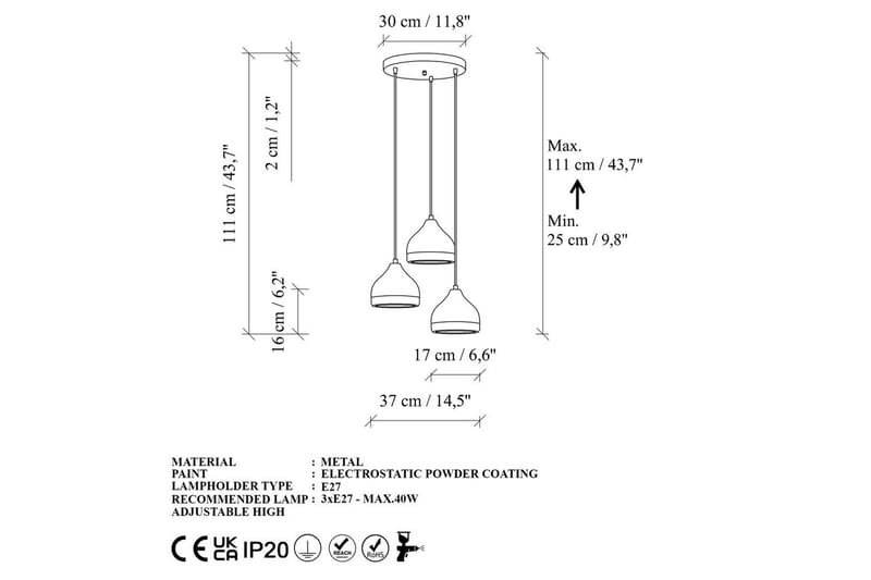 Taklampa Soodni Tre Sufia Vit - Vit - Belysning - Inomhusbelysning & lampor - Taklampor & takbelysning - Kökslampa & pendellampa