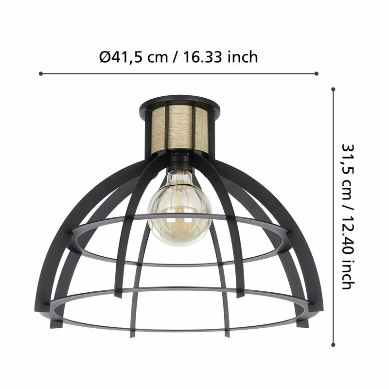 Taklampa Stillington - Svart/Fanér - Belysning - Inomhusbelysning & lampor - Taklampor & takbelysning - Plafond
