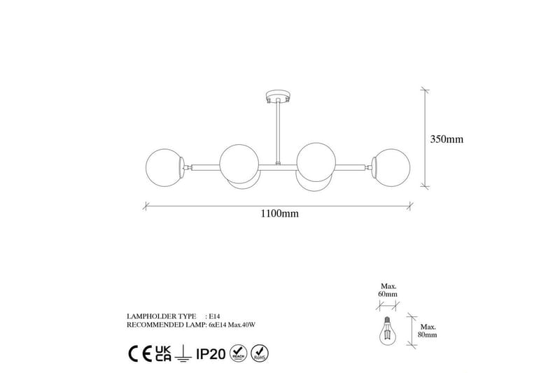 Taklampa Subin Vintage 110 x 40 x 35 cm - 110 x 40 x 35 cm - Belysning - Inomhusbelysning & lampor - Taklampor & takbelysning - Plafond