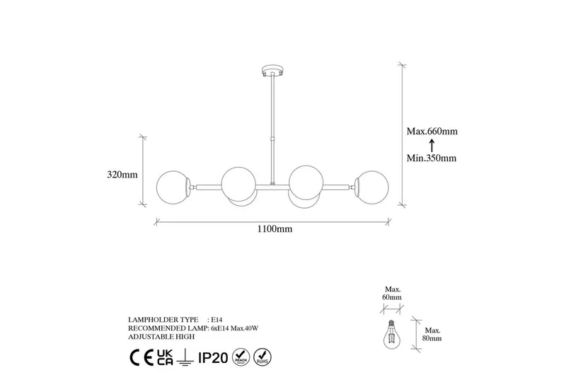 Taklampa Subin Vintage 110 x 40 x 66 cm - 110 x 40 x 66 cm - Belysning - Inomhusbelysning & lampor - Taklampor & takbelysning - Kökslampa & pendellampa