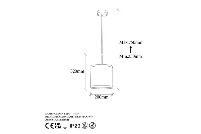 Taklampa Talra Vintage - 20 x 20 x 35 cm - Belysning - Inomhusbelysning & lampor - Taklampor & takbelysning - Kökslampa & pendellampa