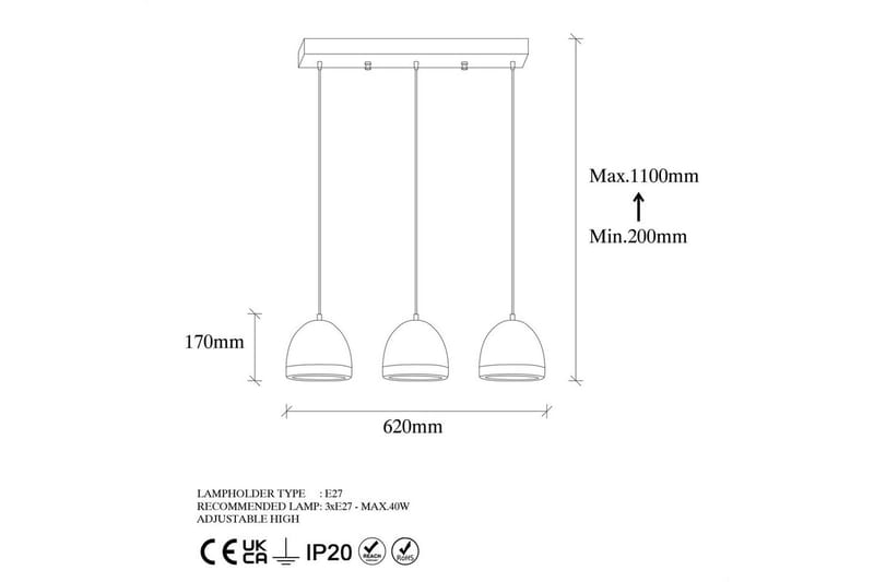 Taklampa Venor Horisontell Vintage - Multifärgad - Belysning - Inomhusbelysning & lampor - Taklampor & takbelysning - Kökslampa & pendellampa