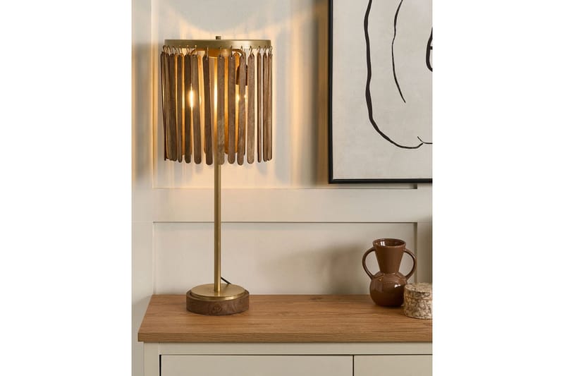 Tenedos Bordslampa 77 cm E27 - Mässing/Mörk trä - Belysning - Inomhusbelysning & lampor - Sänglampa - Sängbordslampa