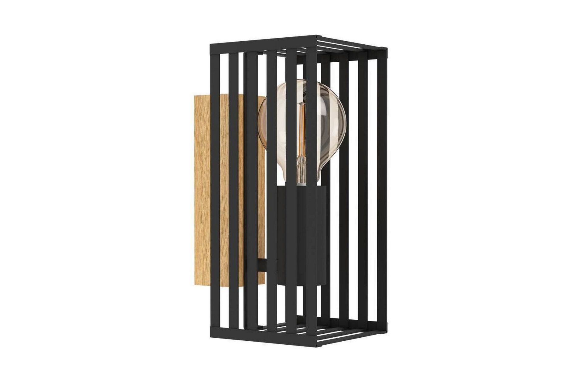 Vägglampa Eglo Cidraz Svart/Trä -