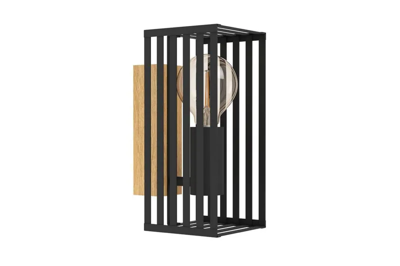 Vägglampa Eglo Cidraz Svart/Trä