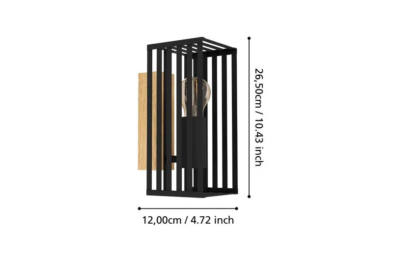 Vägglampa Eglo Cidraz Svart/Trä - Belysning - Inomhusbelysning & lampor - Vägglampor & väggbelysning