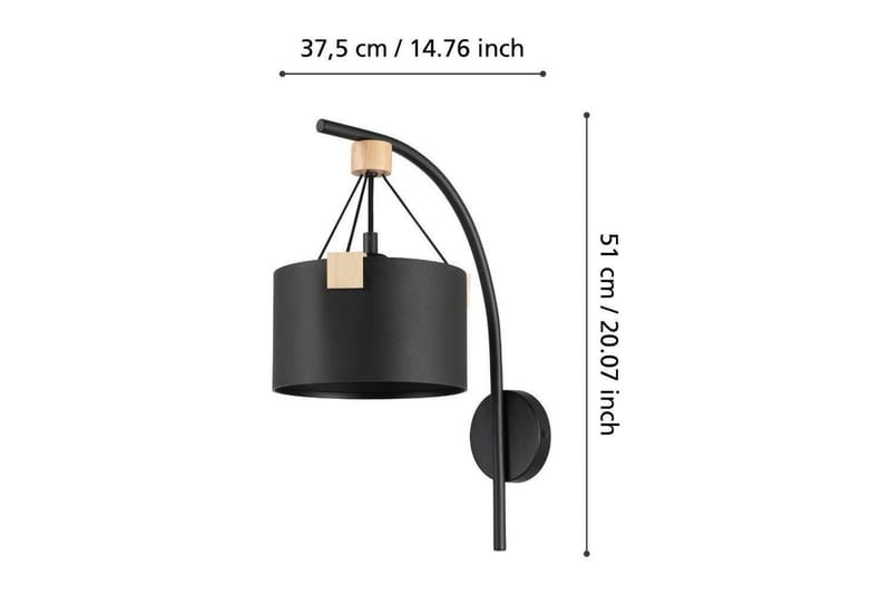 Vägglampa Eglo Potosi Svart/Trä - Belysning - Inomhusbelysning & lampor - Vägglampor & väggbelysning