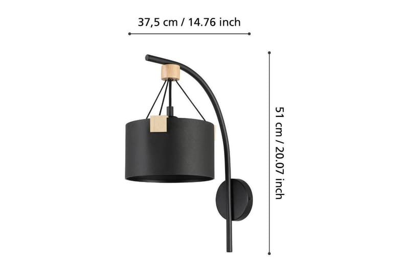 Vägglampa Eglo Potosi Svart/Trä - Belysning - Inomhusbelysning & lampor - Vägglampor & väggbelysning