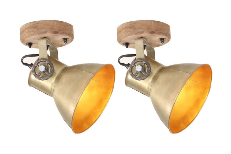 Industriell vägglampa/taklampa 2 st mässing 20x25 cm E27 - Flerfärgad - Belysning - Inomhusbelysning & lampor - Vägglampor & väggbelysning