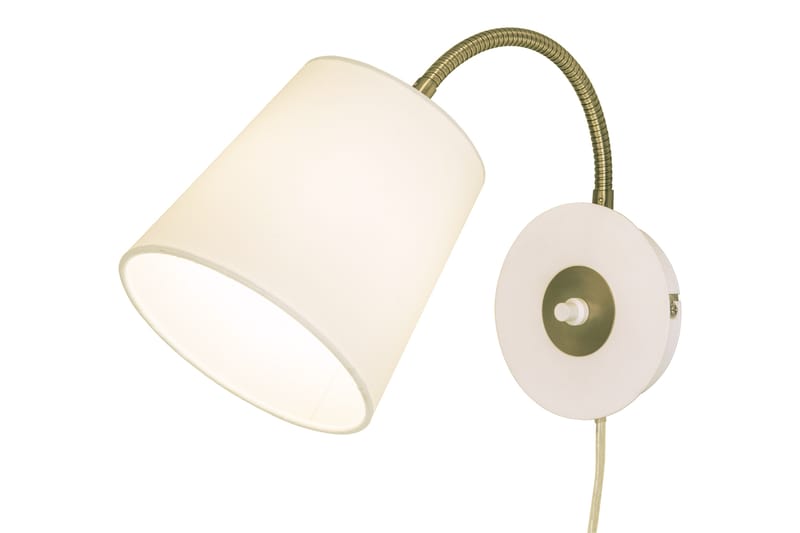 LJUSDAL vägglampa vit/matt mässing - Aneta Lighting - Sovrumslampa - Sänglampa vägg - Vägglampor & väggbelysning