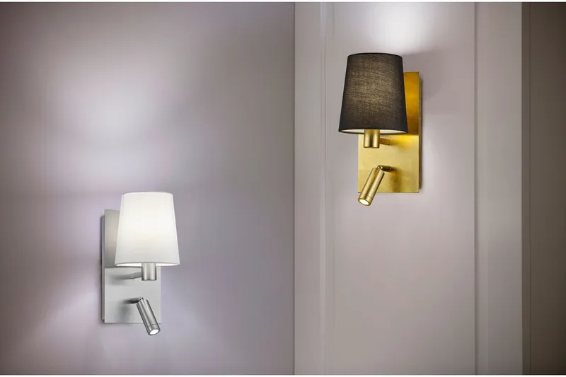 Marriot Vägglampa E27 + LED borstad stål/ vit - Borstad stål/Vit - Belysning - Inomhusbelysning & lampor - Vägglampor & väggbelysning