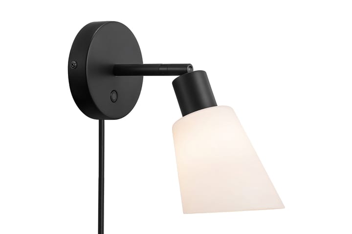 MOLLI Vägglampa med Arm Svart/Opal - Sovrumslampa - Sänglampa vägg - Vägglampor & väggbelysning