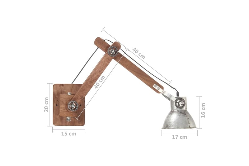 Vägglampa industriell stil silver rund E27 - Silver - Belysning - Inomhusbelysning & lampor - Vägglampor & väggbelysning