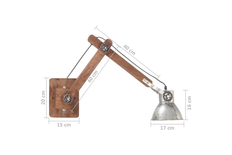 Vägglampa industriell stil silver rund E27 - Silver - Sovrumslampa - Vägglampor & väggbelysning - Sänglampa vägg