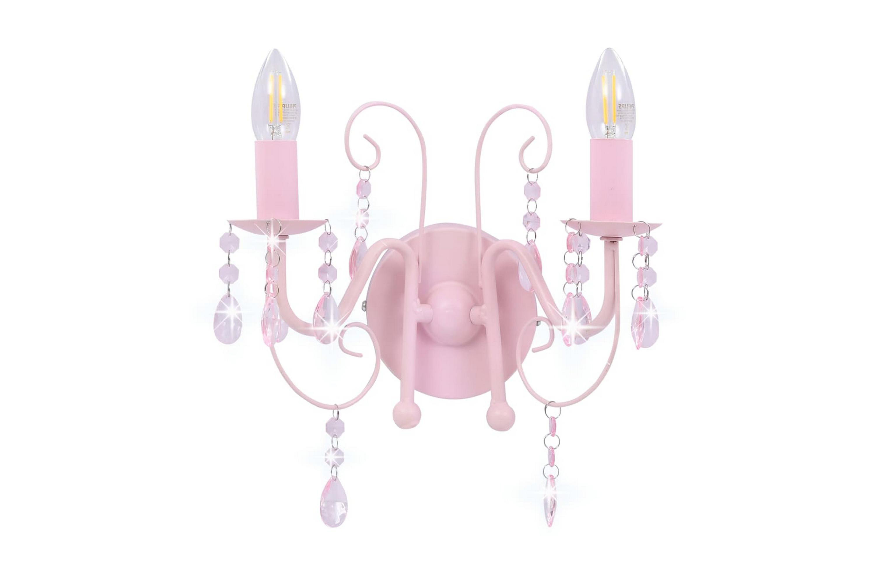 Vägglampa med pärlor rosa 2xE14-lampor – Rosa